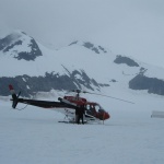 Helicoptering to the dogsled camp, Juneau, Alaska